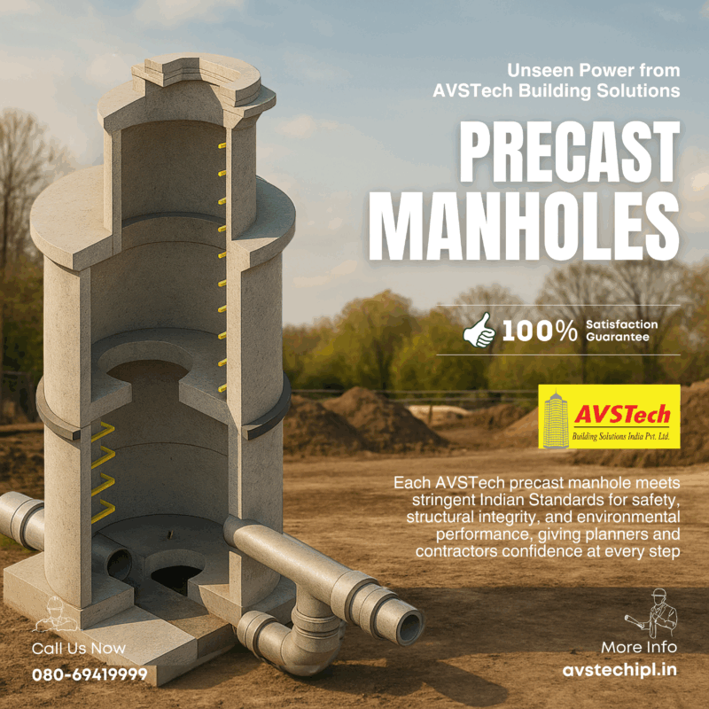Precast Manholes – Unseen Power from AVSTech Building Solutions Beneath the surface lies the backbone of the city, precast manholes by AVSTech Building Solutions, crafted for lasting strength and precision-fit performance. When every connection matters, trust the experts who put reliability first, rain or shine.