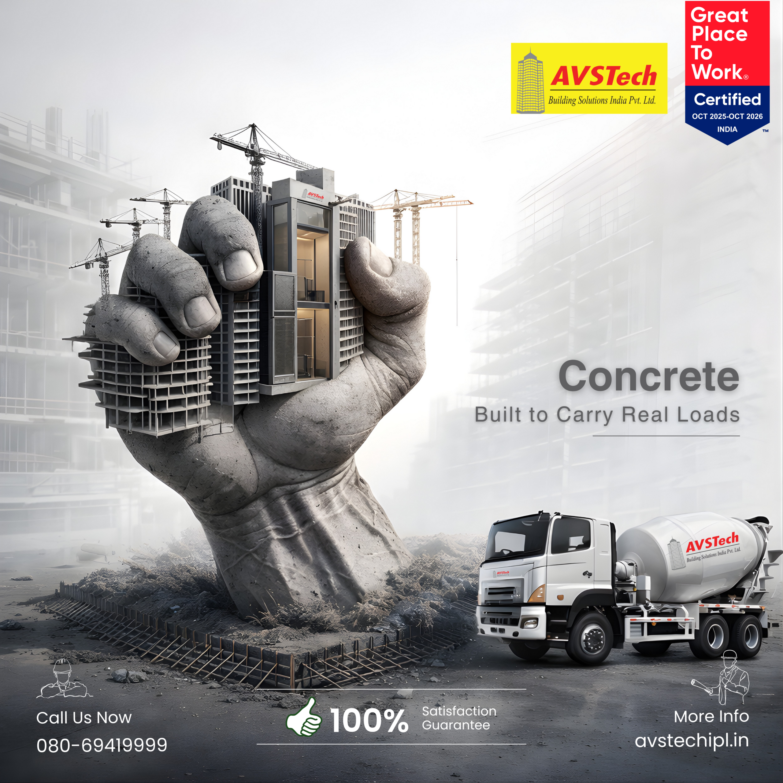 AVSTech Premium RMC – Ready-Mix Concrete Engineered for Bangalore's Urban Future.