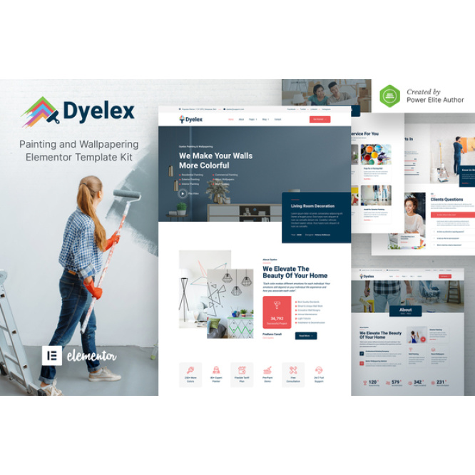 Dyelex – Painting & Wallpapering Service Elementor Template Kit