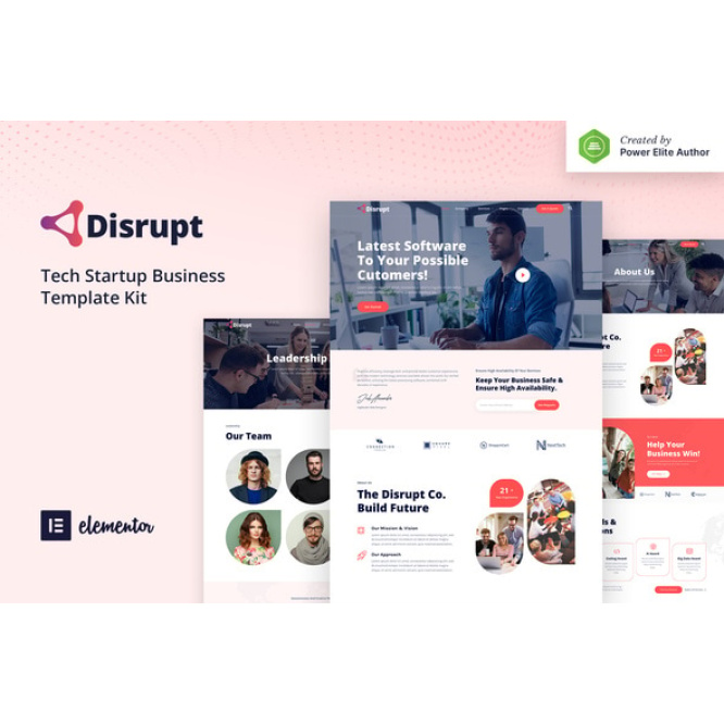 Disrupt – Tech Startup Business Elementor Template Kit