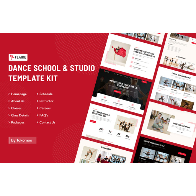 Flaire Dance School & Studio Elementor Template Kit