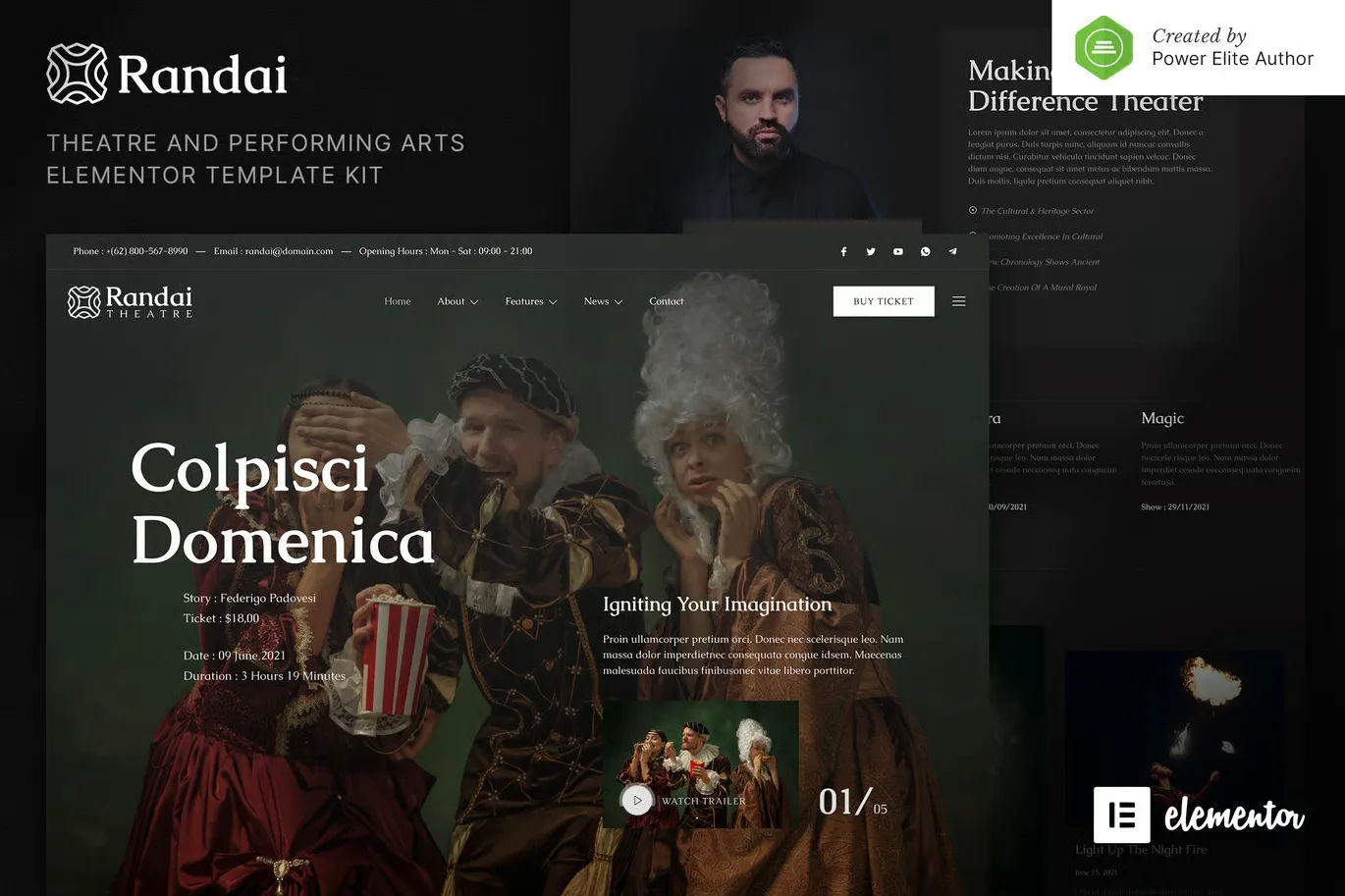 Randai – Theater, Entertainment & Performing Arts Sitekit Template Kit